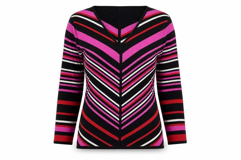 Front view of Planet women’s multicoloured striped knit jumper, size S