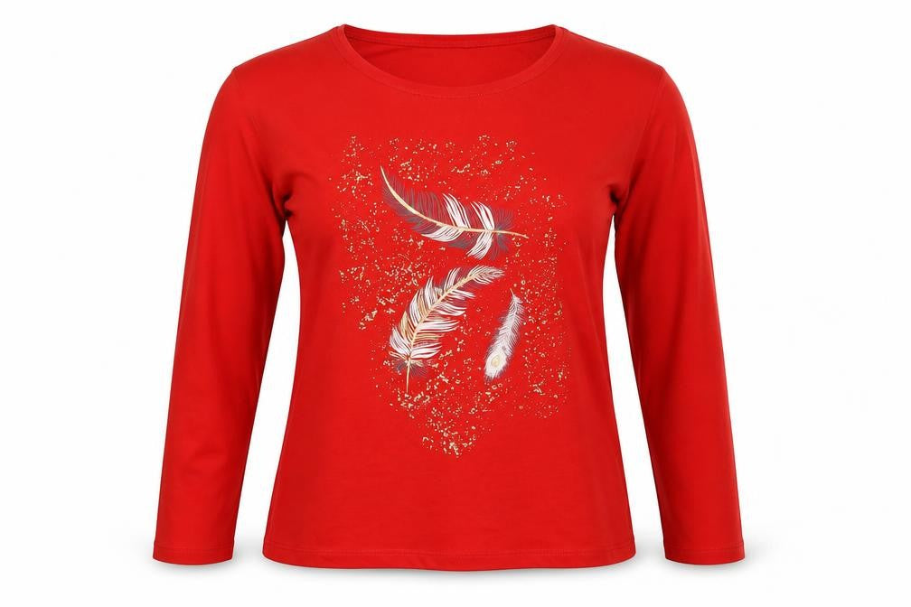 Awsarre Womens Red   Basic T-Shirt Size 12