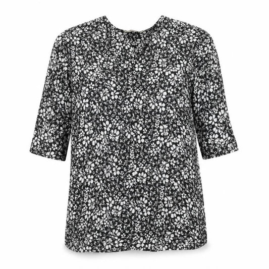 Front view of F&F women’s black floral knit jumper, size UK 14