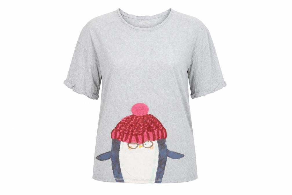 Next Womens Grey Solid   Pyjama Top Size S  - penguin