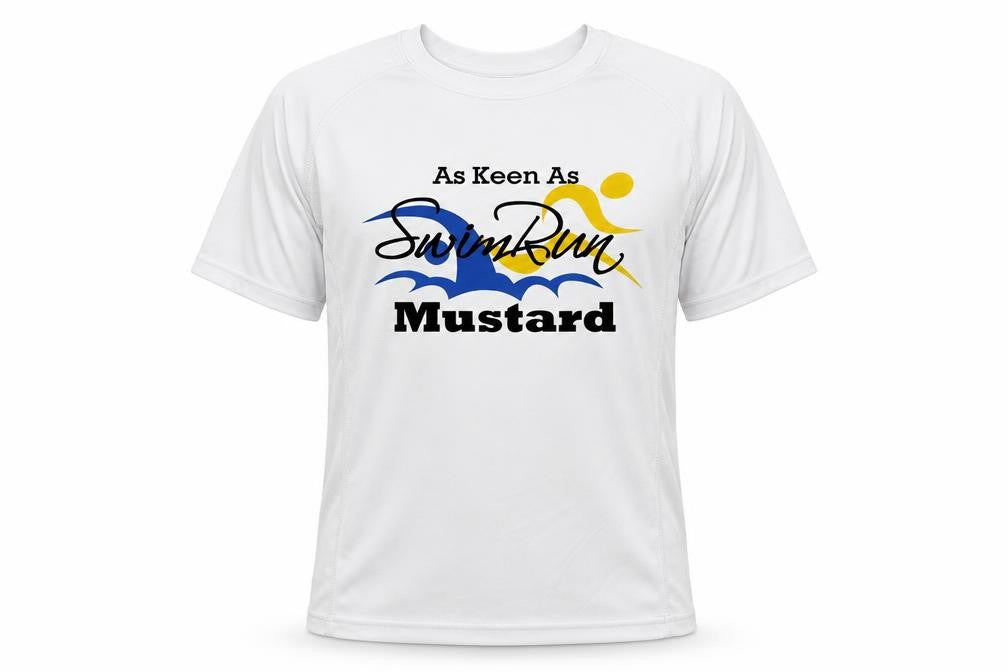 Front view of Roly men’s white basic t-shirt, size M, - keen as mustard