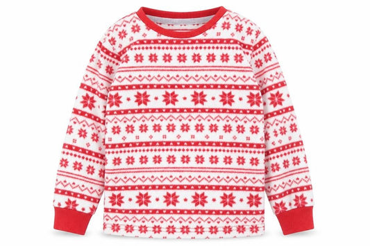 Front view of F&F girls’ red fair isle top pyjama top, size 4, years