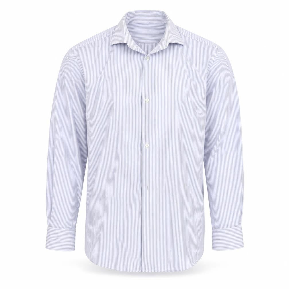 Front view of questa & reed men’s white polka dot button-up, size 16
