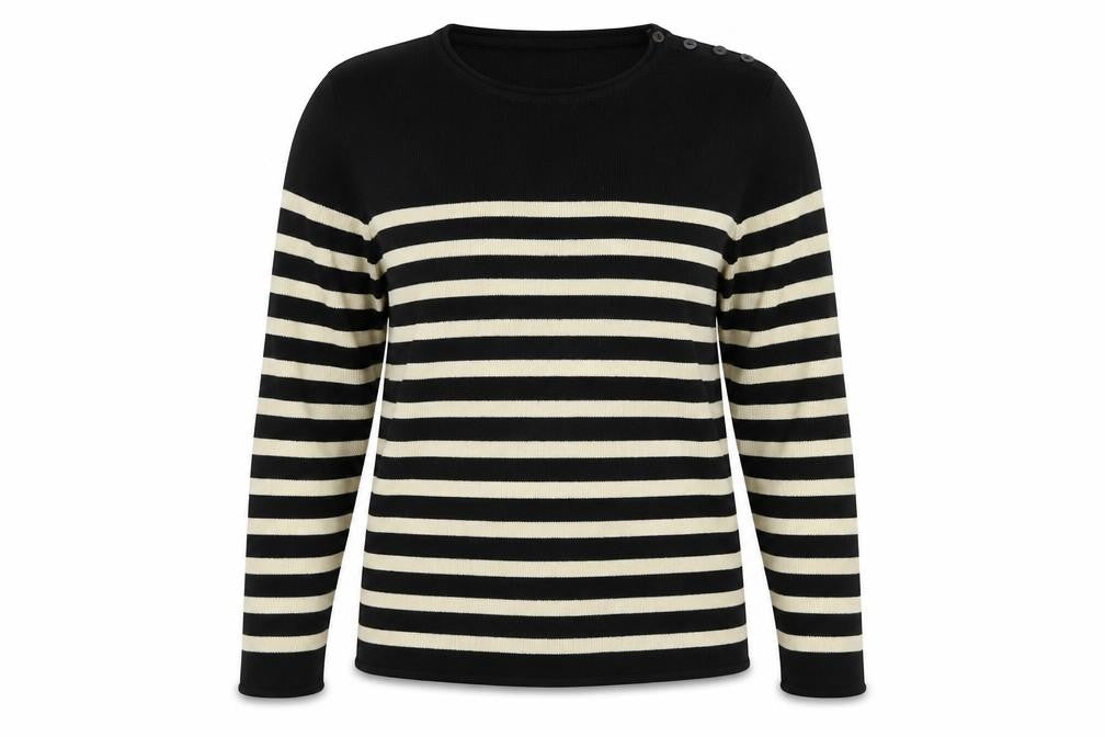 Front view of H&M women’s beige striped jumper, size XS