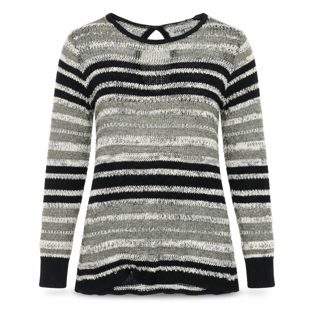 Front view of Next women’s beige striped a-line, size UK 14