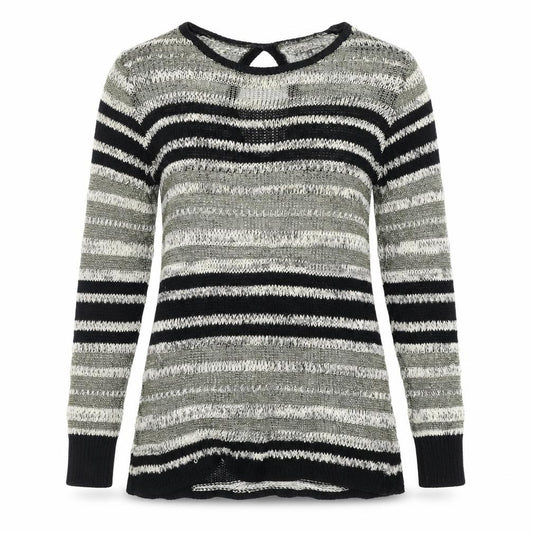 Front view of Next women’s beige striped a-line, size UK 14
