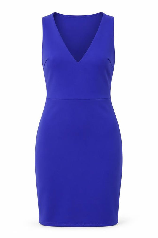 Front view of Boohoo women’s blue a-line, size UK 10