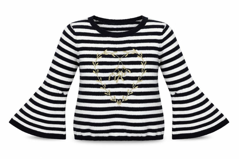 Front view of Tu women’s white striped jumper, size UK 12