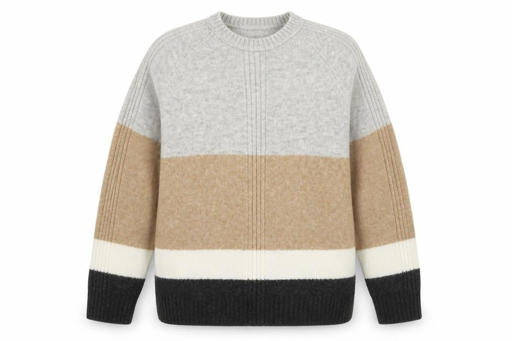 Front view of Marks & Spencer women’s multicoloured striped jumper, size M