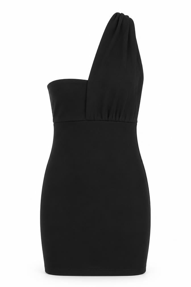 Front view of PRETTYLITTLETHING women’s black bodycon, size UK 6