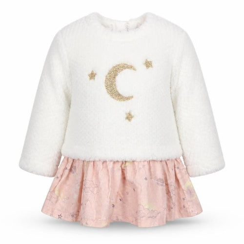 Isaac Mizrahi Girls White Floral  Pullover Jumper Size 12-18 Months  - Faux Skirt Trim