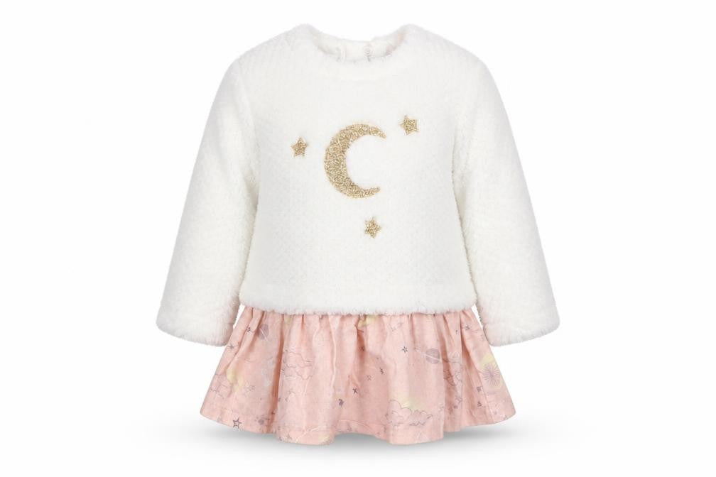 Isaac Mizrahi Girls White Floral  Pullover Jumper Size 12-18 Months  - Faux Skirt Trim