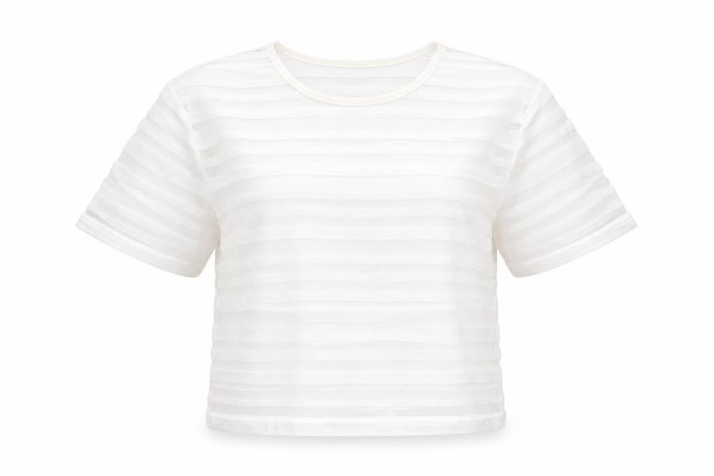 New Look Womens White Striped  Basic T-Shirt Size 8