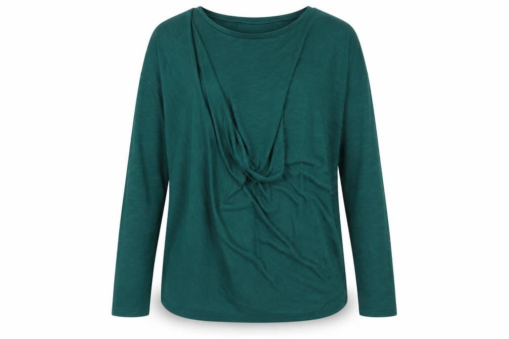Front view of Topshop women’s green jumper, size UK 8