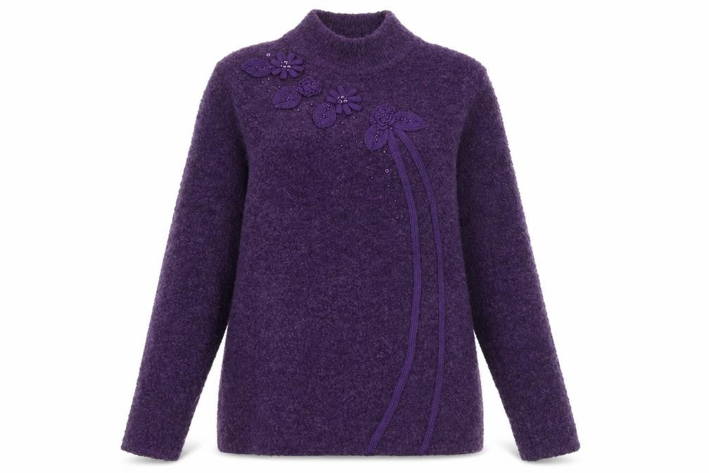 Front view of fay louise women’s purple jumper, size S