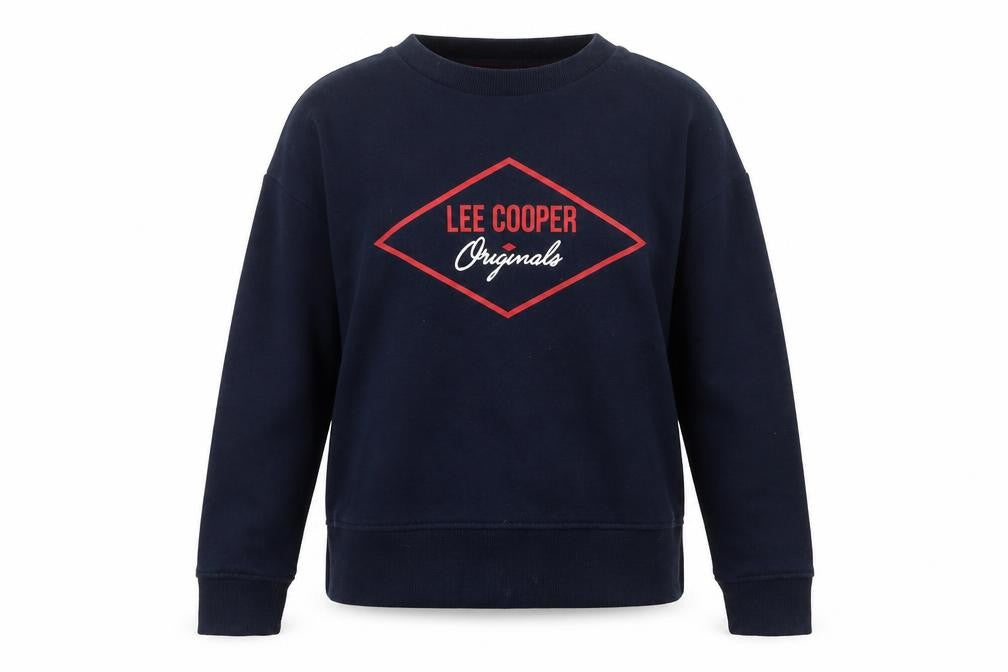 Front view of Lee Cooper women’s blue jumper, size UK 12