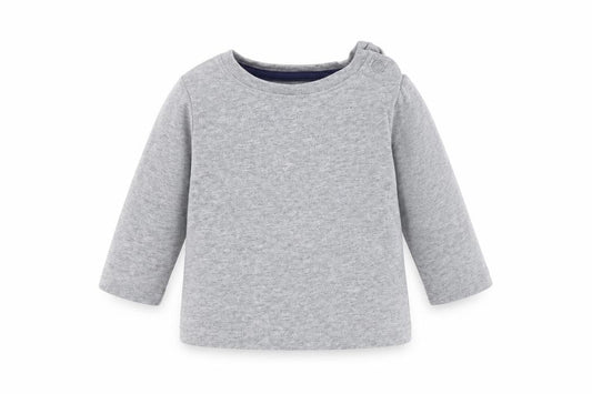 Front view of Baby Boden Baby Grey Basic T-Shirt, size 3-6, Months