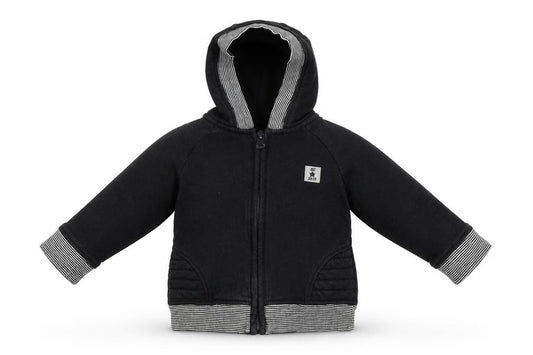 Front view of Nutmeg Baby Black Basic Coat Coat, size 6-9, Months
