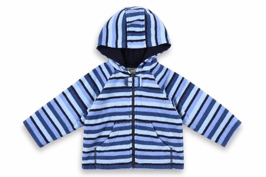 Front view of Ladybird Baby Blue Striped Basic Coat Coat, size 3-6, Months