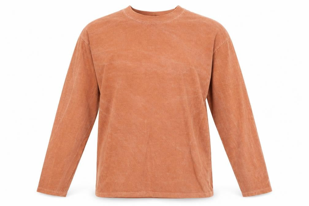 Front view of PRETTYLITTLETHING men’s brown pullover sweatshirt, size XS
