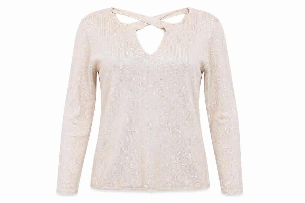 Front view of Dorothy Perkins women’s beige jumper, size UK 14