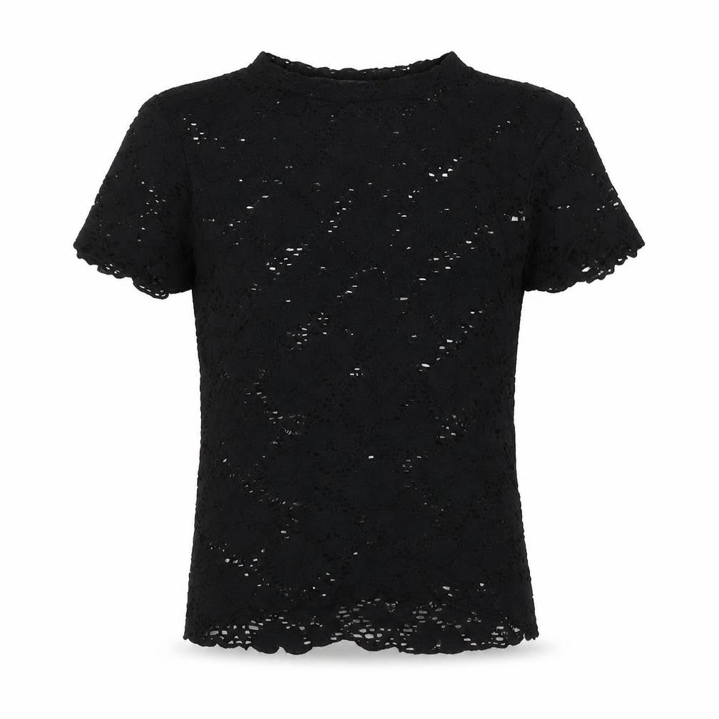 Front view of Bershka women’s black floral basic blouse, size XS