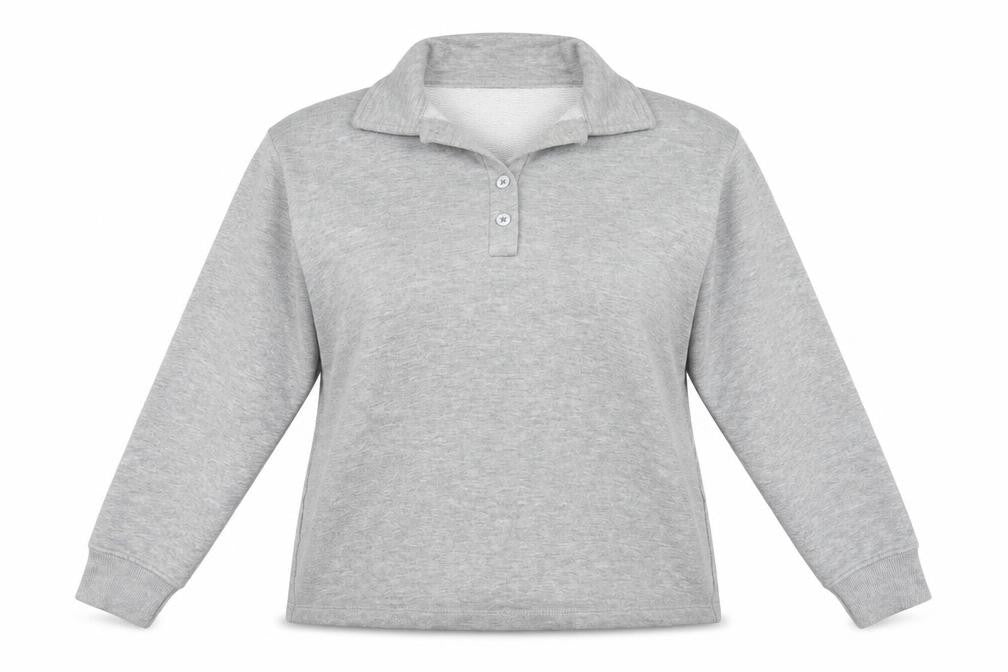 Front view of New Look women’s grey pullover sweatshirt, size M