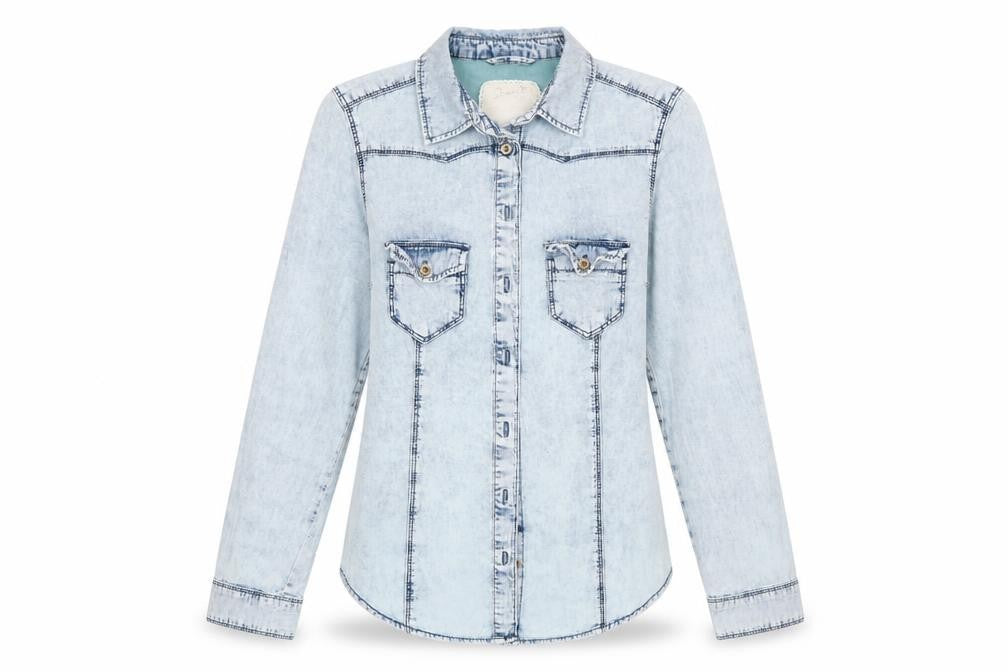 Denim Co Womens Blue  Denim Basic Button-Up Size 8