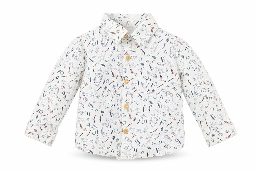 Tu Baby White Geometric  Basic Button-Up Size 3-6 Months  - Gruffalo