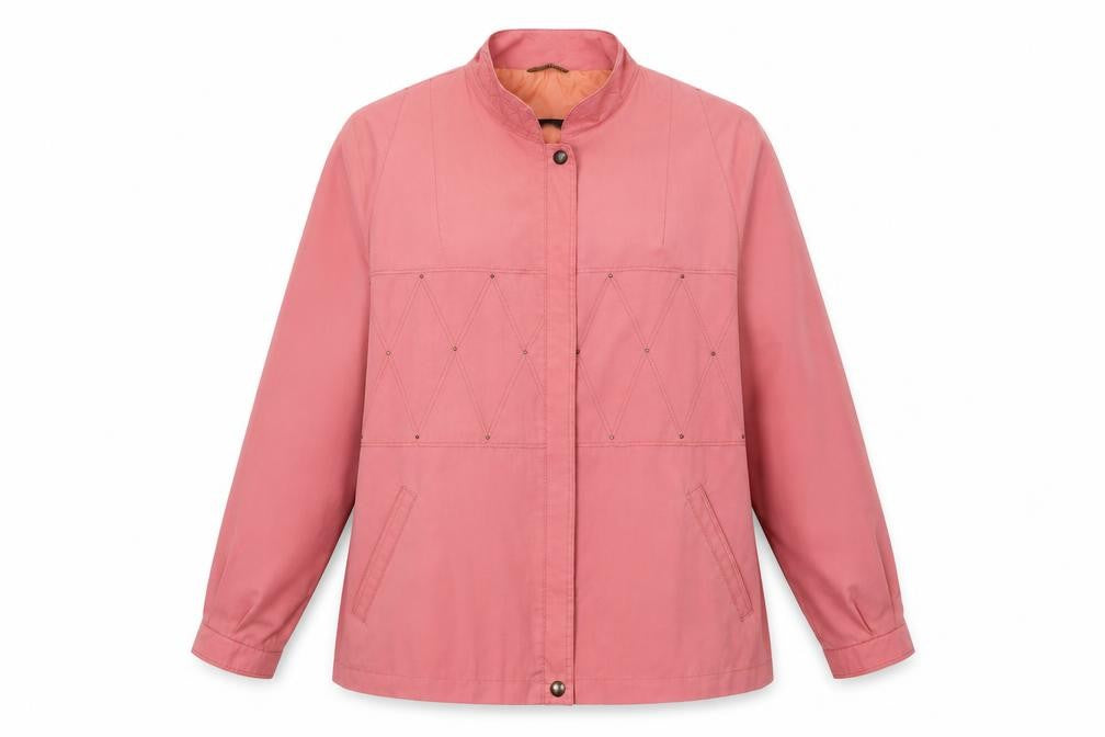 Front view of Dannimac women’s pink overcoat coat, size L