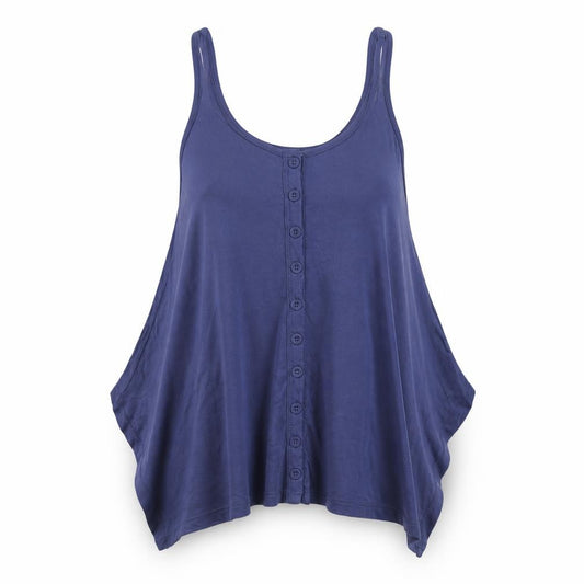 Front view of New Look women’s blue basic tank, size UK 8
