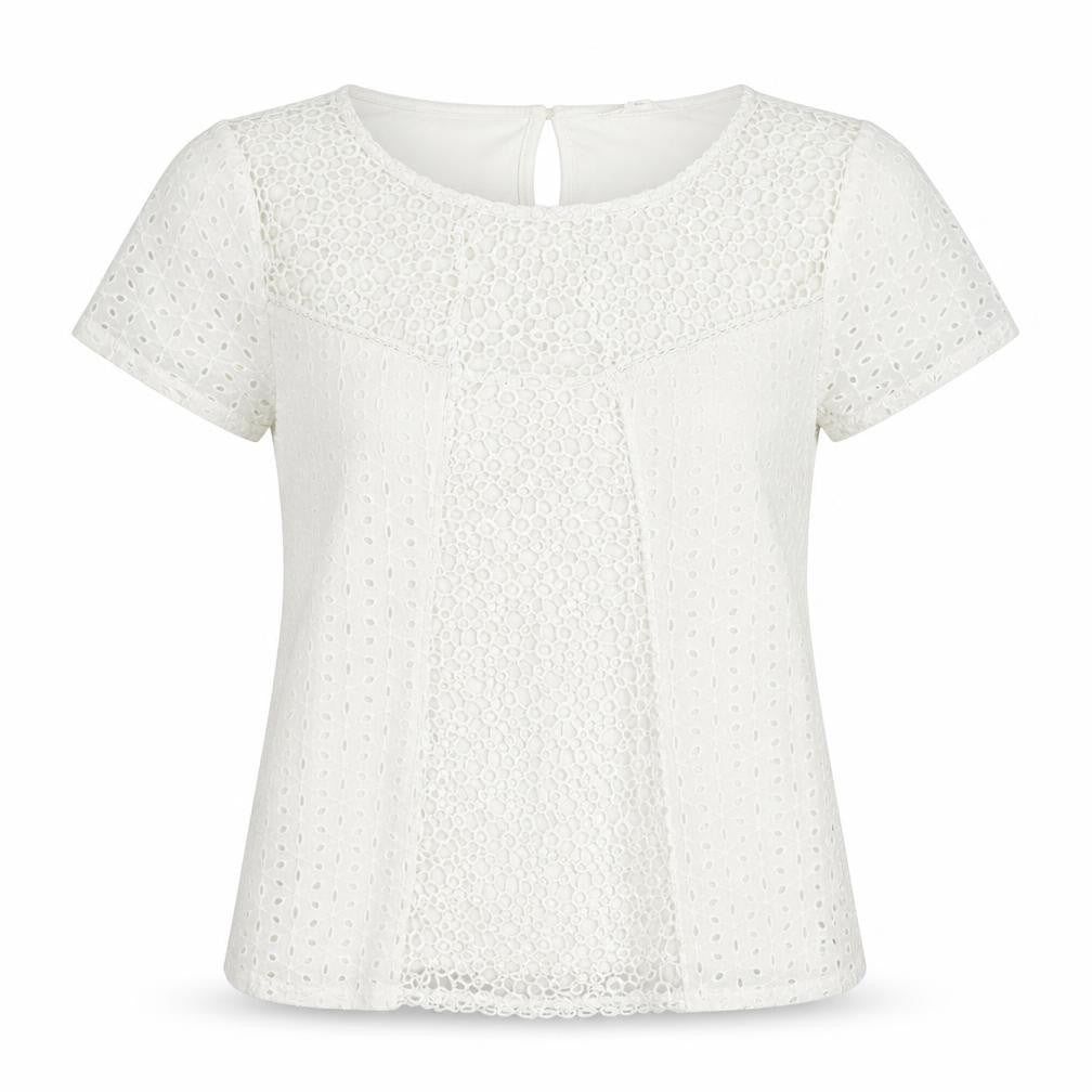 Front view of Adiva Naturals women’s white basic t-shirt, size M