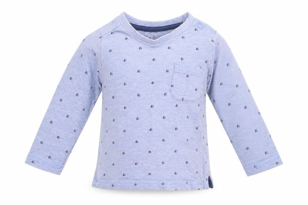 Front view of Merc Baby Blue Striped Basic T-Shirt, size 3-6, Months