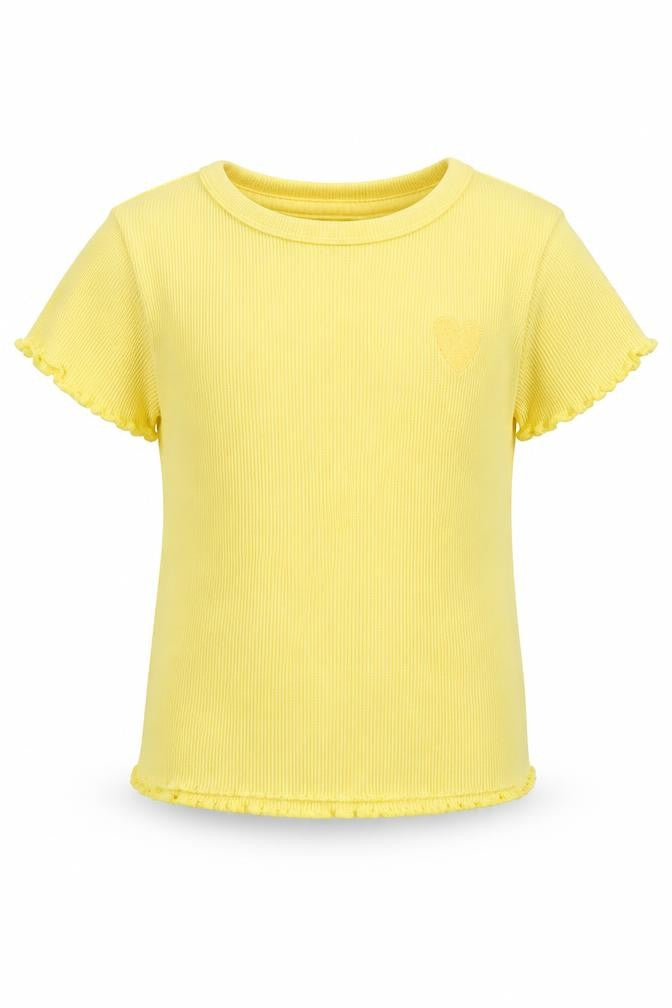 Front view of George girls’ yellow basic t-shirt, size 18-24, months