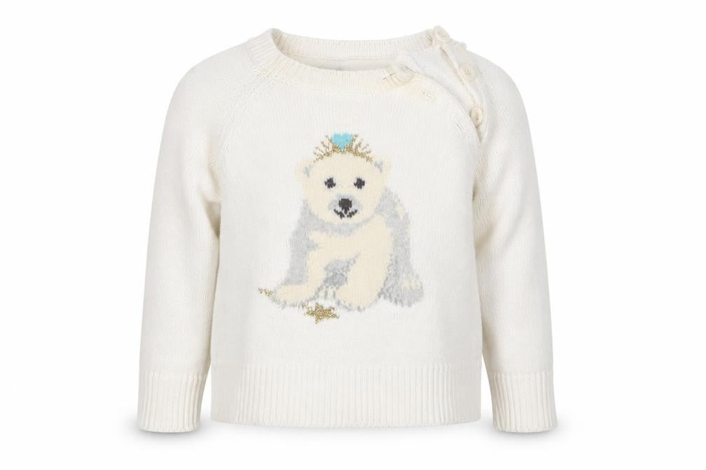 Front view of Gap girls’ white knit jumper, size 2, years
