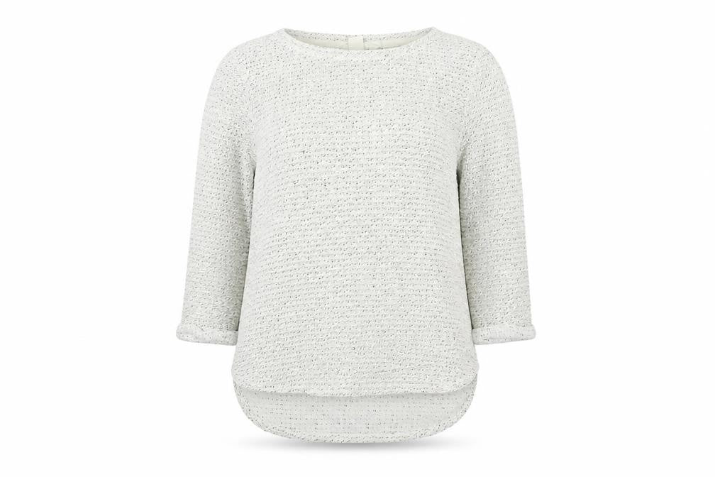 Front view of H&M women’s white knit jumper, size XS