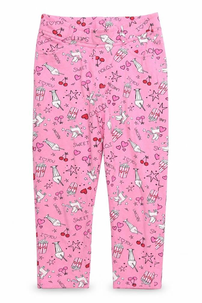 Matalan Girls Pink   Windbreaker Trousers Size 9 Months - Unicorns Milkshakes Popcorn Pyjama Pants