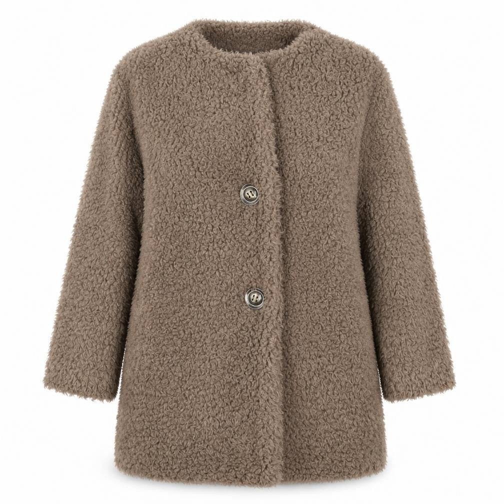 Front view of Angelababy women’s brown overcoat coat, size S