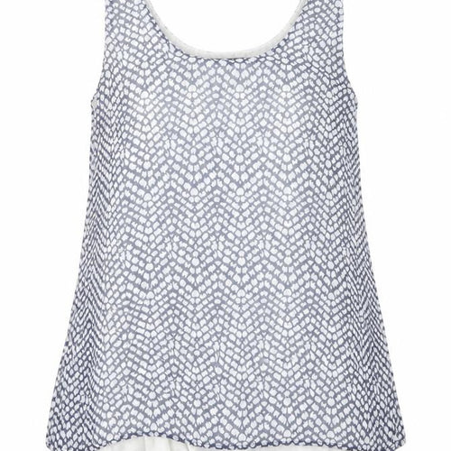 Mango Womens Blue Geometric  Basic Blouse Size S