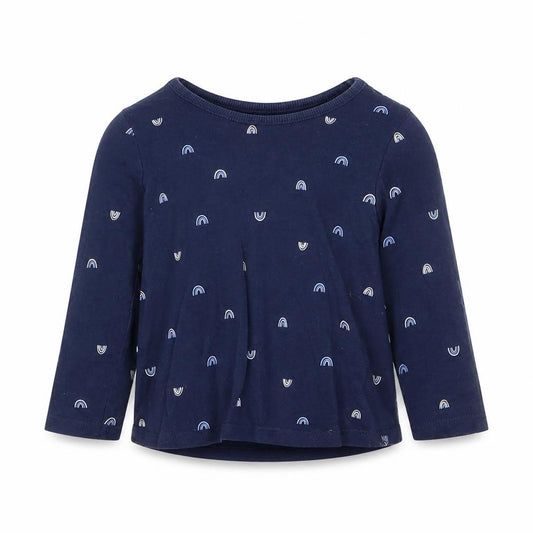 Front view of George boys’ blue geometric basic t-shirt, size 9-12, months