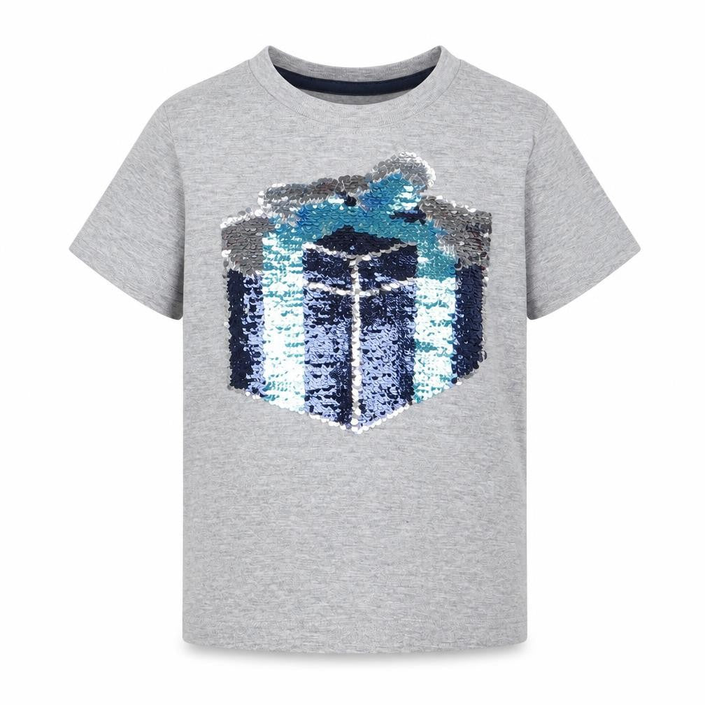 Front view of H&M boys’ grey basic t-shirt, size 5-6, years