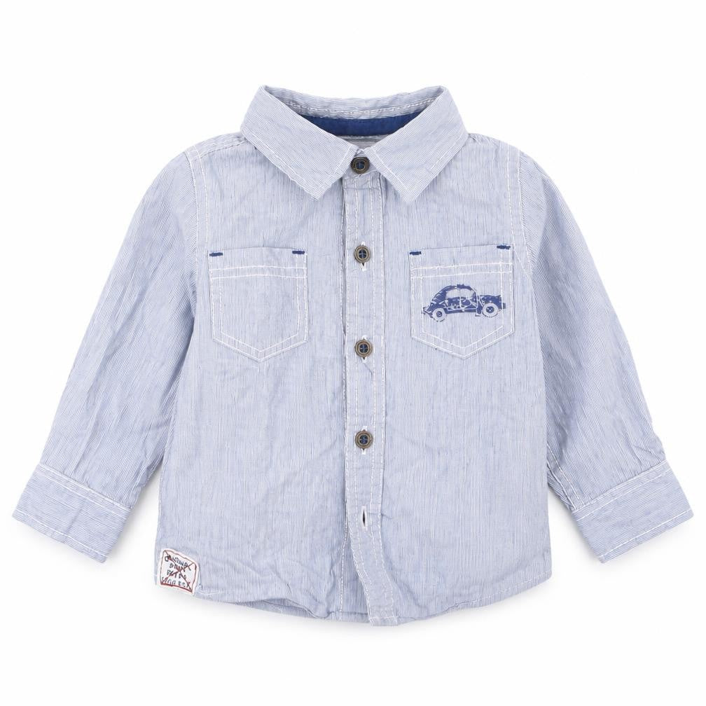 Pumpkin Patch Boys Blue Striped  Basic Button-Up Size 6-9 Months