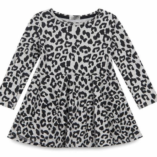 F&F Girls Grey Animal Print  T-Shirt Dress  Size 12-18 Months