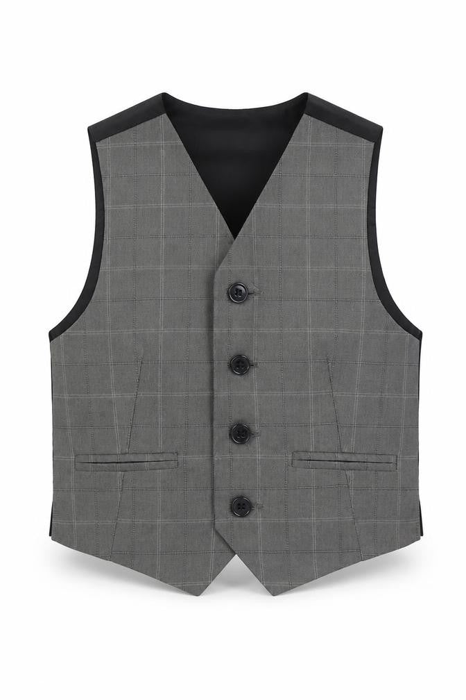Duck & Dodge Boys Grey Plaid  Jacket Waistcoat Size 4 Years
