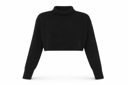 Front view of PRETTYLITTLETHING women’s black knit jumper, size M