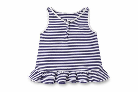 Front view of F&F girls’ blue striped basic t-shirt, size 2-3, years