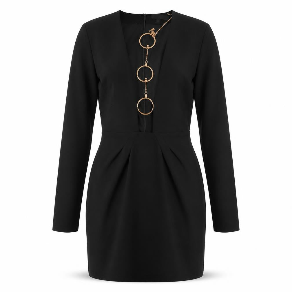 Front view of Missguided women’s black fit & flare, size UK 6