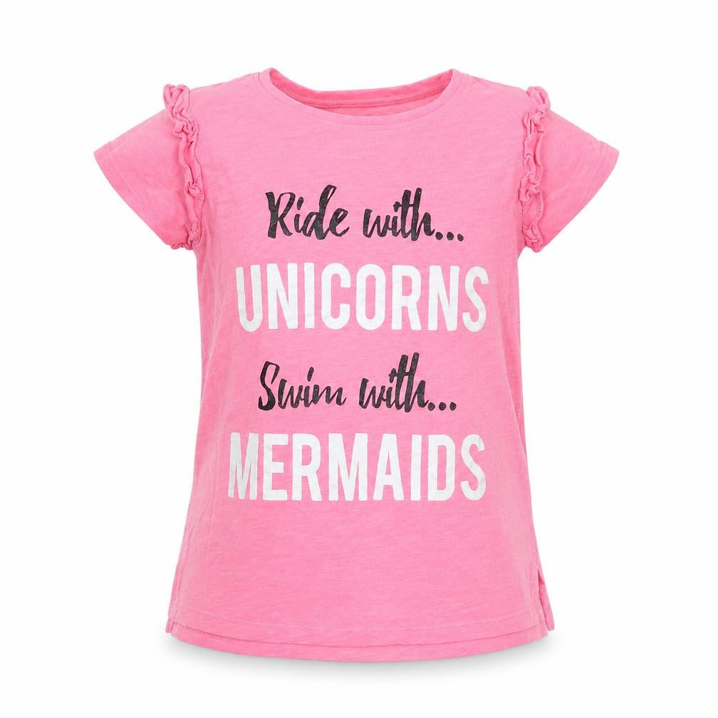 Front view of Matalan girls’ pink basic t-shirt, size 7, years