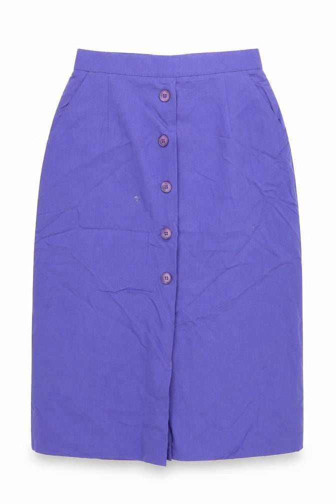 Front view of Richards women’s purple flare skirt, size UK 12
