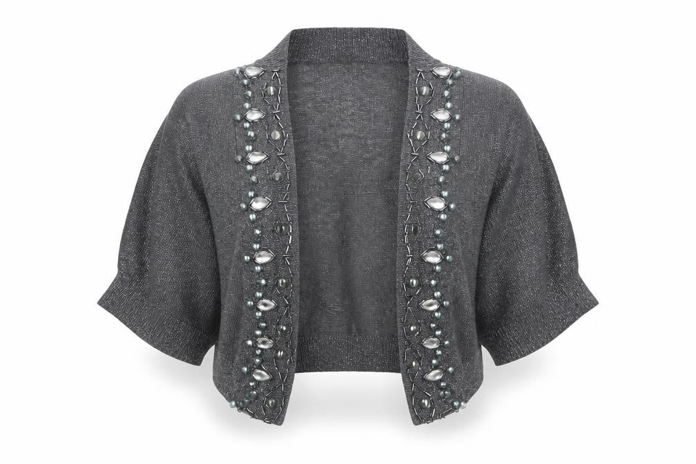 Front view of photograph women’s grey cape jumper, size XS